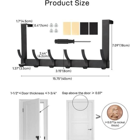 Over The Door Hooks, Door Hanger Hooks for Hanging, Over The Doors Towel Racks - Picture 2 of 7